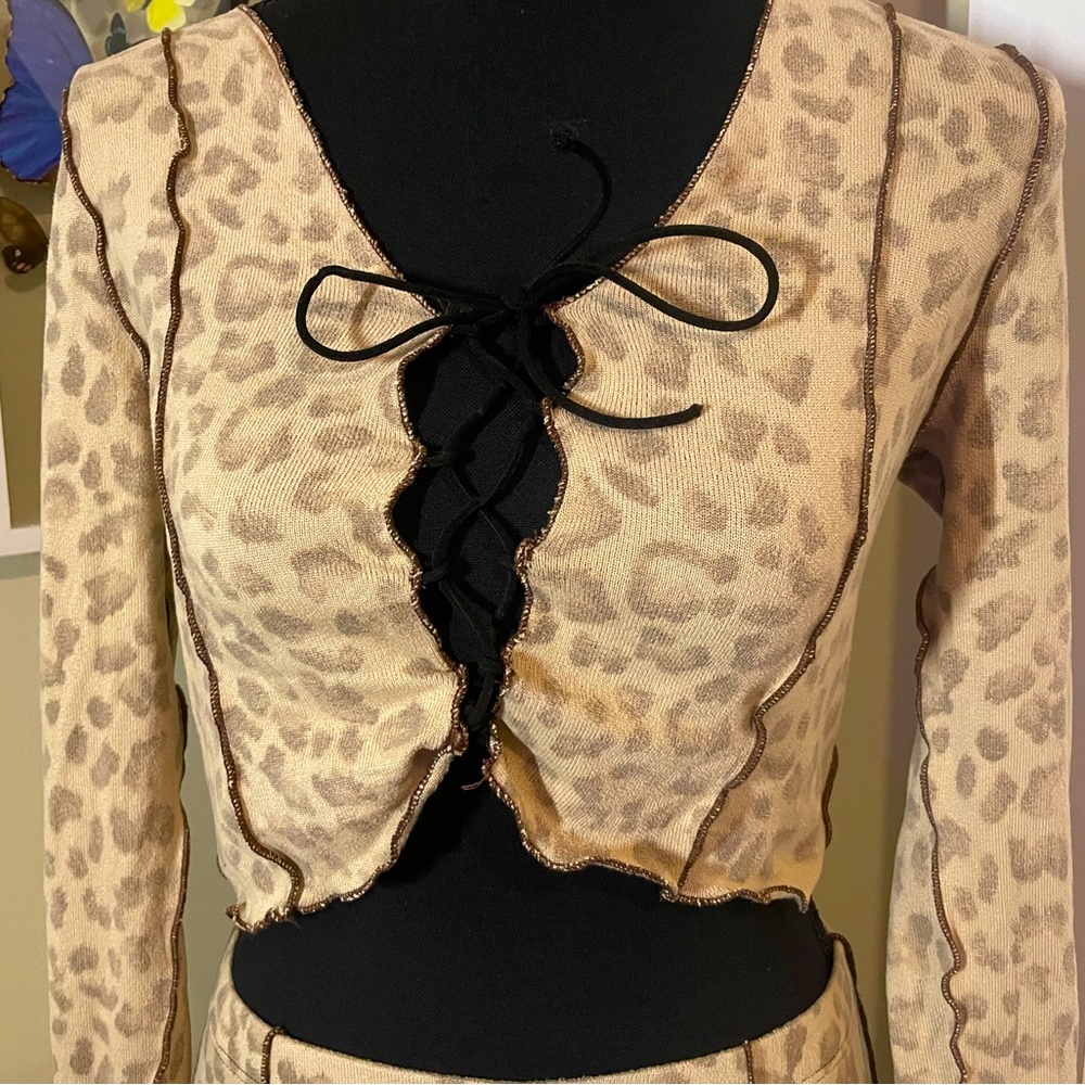 Leopard Print Two Piece Skirt Set
